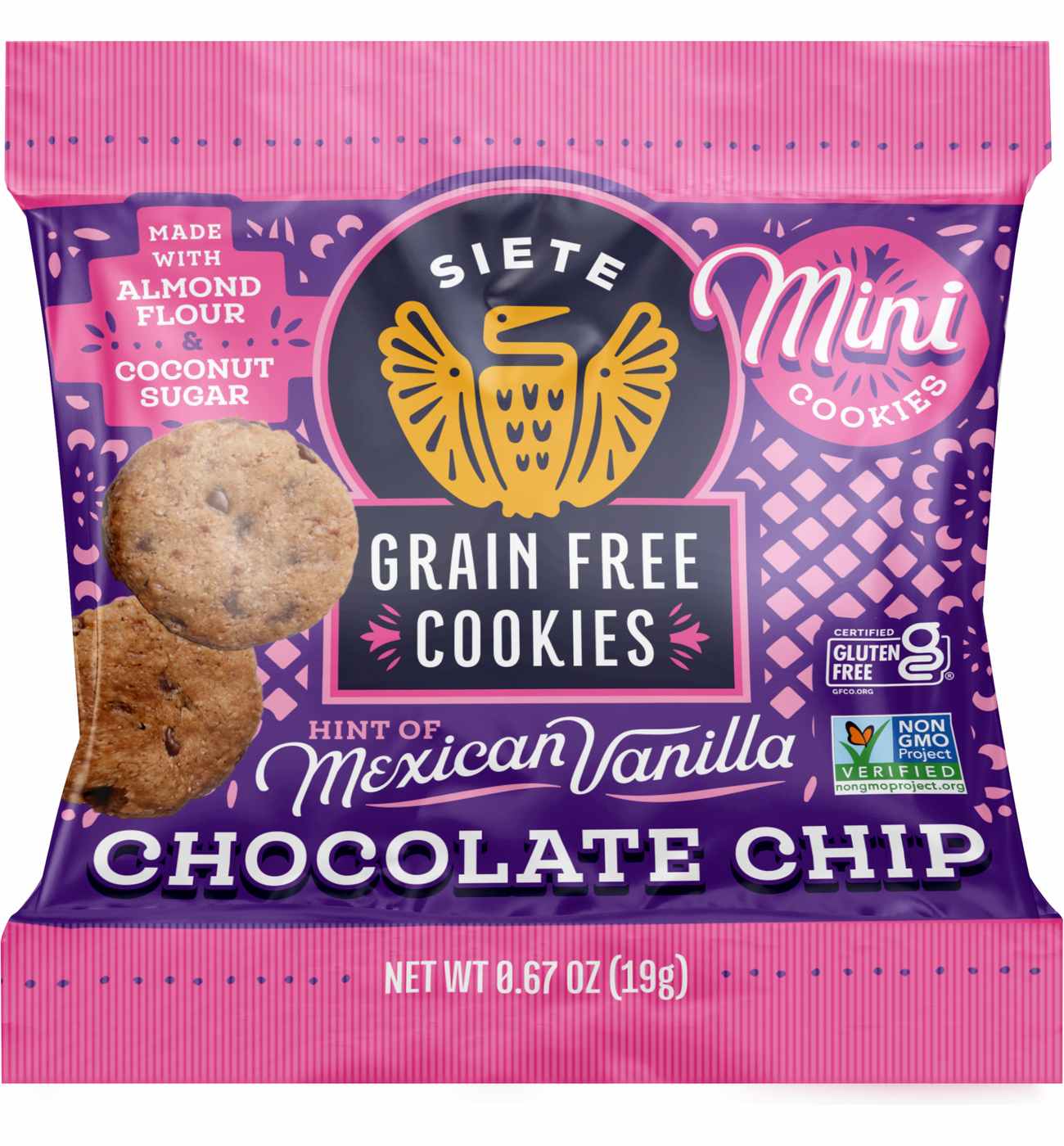 Siete Grain Free Cookies Mini Mexican Vanilla Chocolate Chip Multipack 0.67 oz  Bags; image 3 of 3
