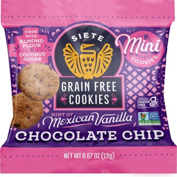 Siete Grain Free Cookies Mini Mexican Vanilla Chocolate Chip Multipack 0.67 oz  Bags