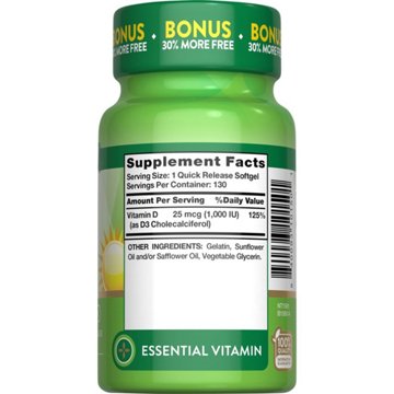 Nature's Truth Vitamin D3 1000 IU Softgels