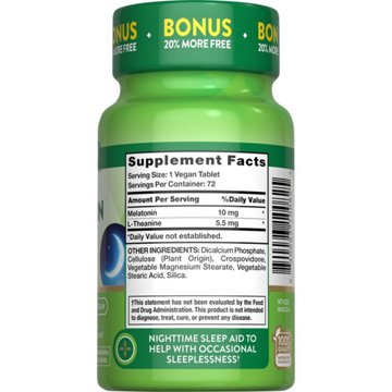 Nature's Truth Melatonin & L-Theanine Sleep Support Tablets, 72 ct