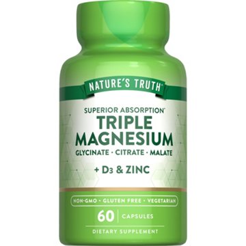 Nature's Truth Triple Magnesium + Vitamin D3 & Zinc Capsules, 60 ct