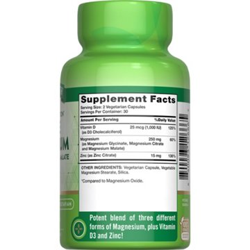 Nature's Truth Triple Magnesium + Vitamin D3 & Zinc Capsules, 60 ct