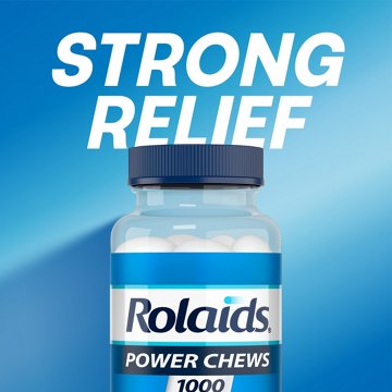 Rolaids Power 1000 Antacid Chewable Tablets, Heartburn Relief, Mint Flavor