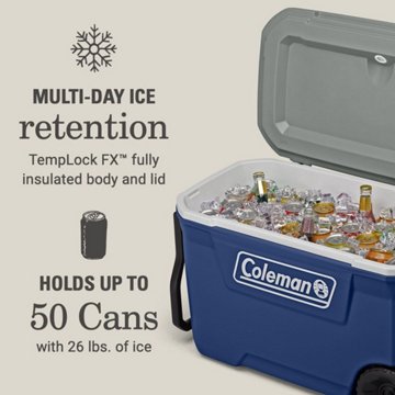 Coleman Classic Cooler with Wheels - Midnight Blue, 62 qt