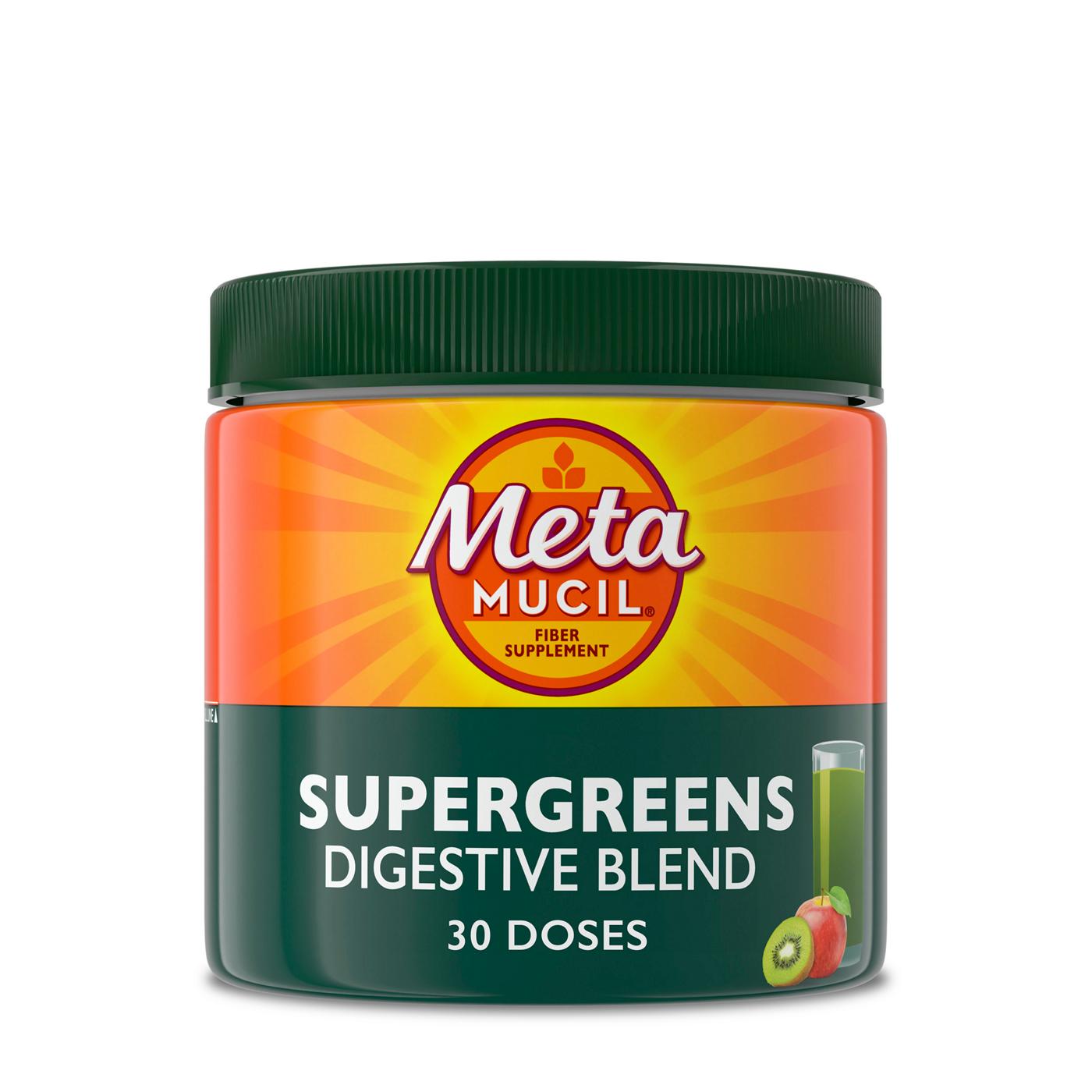 Metamucil Greens SuperFood Powder Fiber Supplement for Digestive Health & Regularity, Gluten Free Plant-Based Stevia, Kiwi Apple Flavor; image 10 of 10