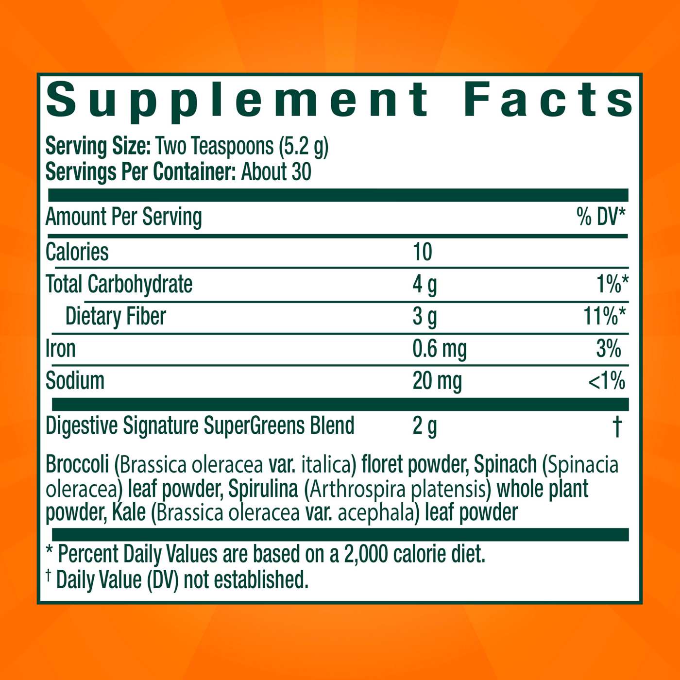 Metamucil Greens SuperFood Powder Fiber Supplement for Digestive Health & Regularity, Gluten Free Plant-Based Stevia, Kiwi Apple Flavor; image 9 of 10