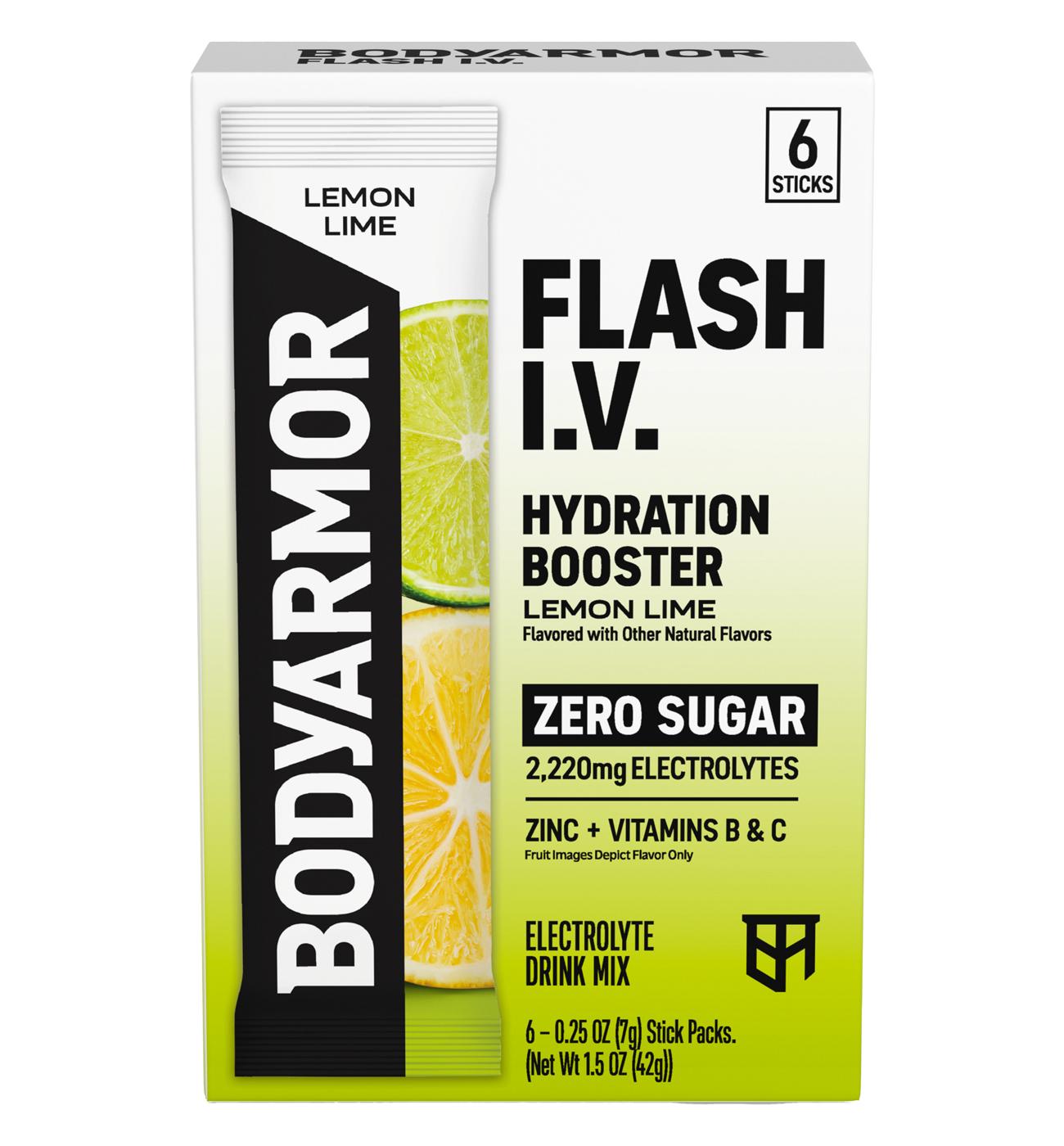 BODYARMOR Flash I.V. Zero Sugar Hydration Booster Electrolyte Powder Stick Packs - Lemon Lime; image 1 of 7