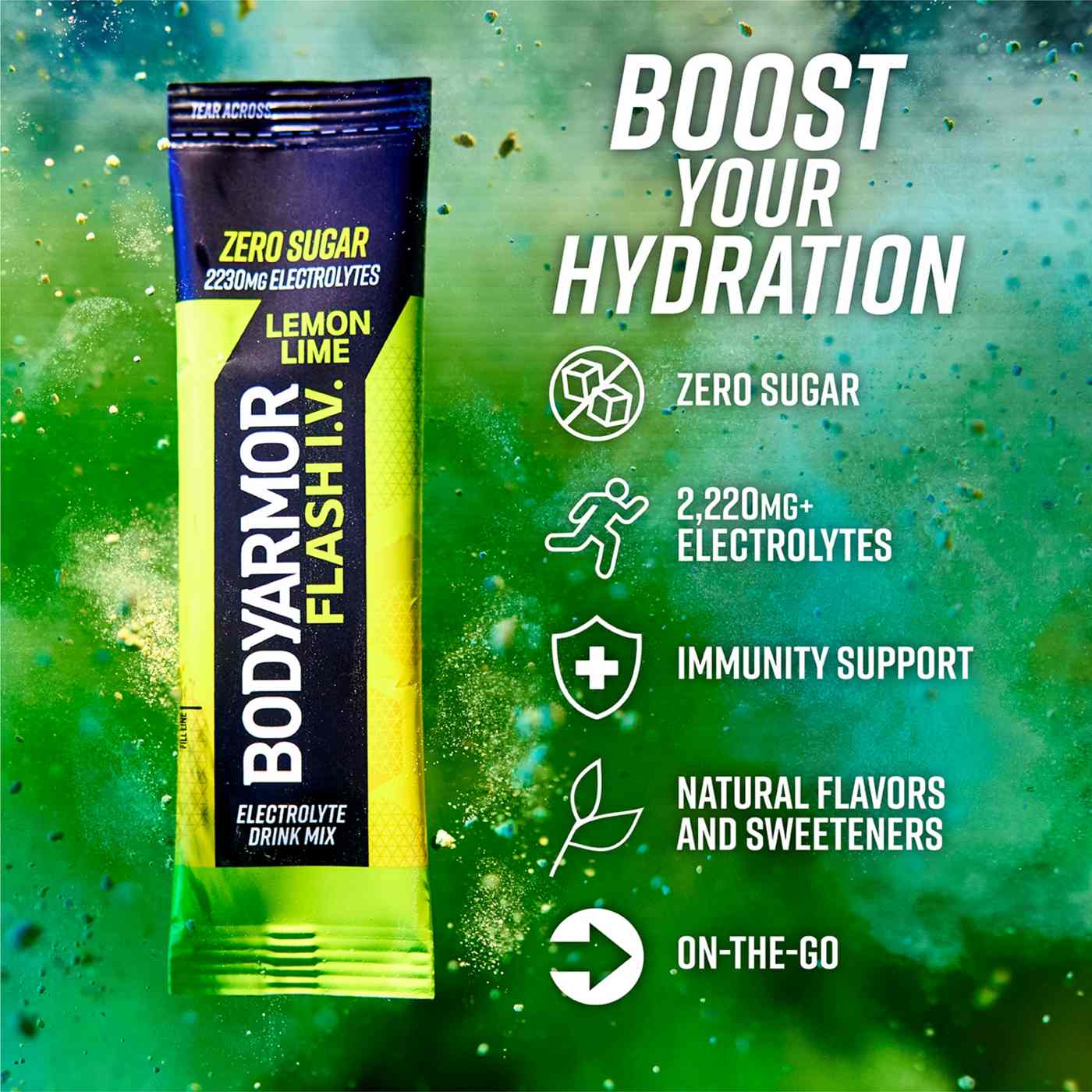 BODYARMOR Flash I.V. Zero Sugar Hydration Booster Electrolyte Powder Stick Packs - Lemon Lime; image 3 of 7