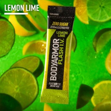 BODYARMOR Flash I.V. Zero Sugar Hydration Booster Electrolyte Powder Stick Packs - Lemon Lime, 6 ct