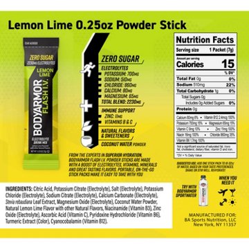 BODYARMOR Flash I.V. Zero Sugar Hydration Booster Electrolyte Powder Stick Packs - Lemon Lime, 6 ct