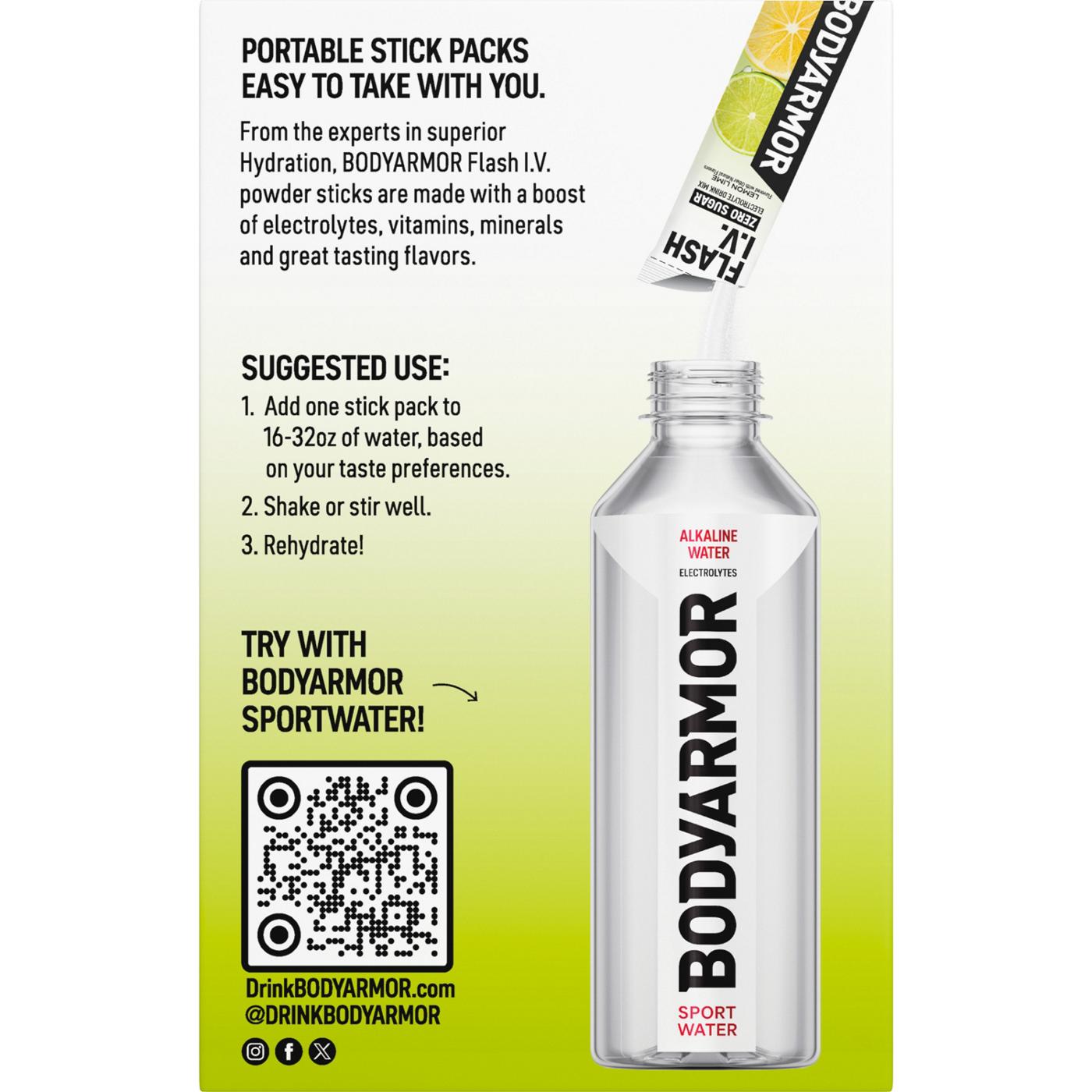 BODYARMOR Flash I.V. Zero Sugar Hydration Booster Electrolyte Powder Stick Packs - Lemon Lime; image 7 of 7
