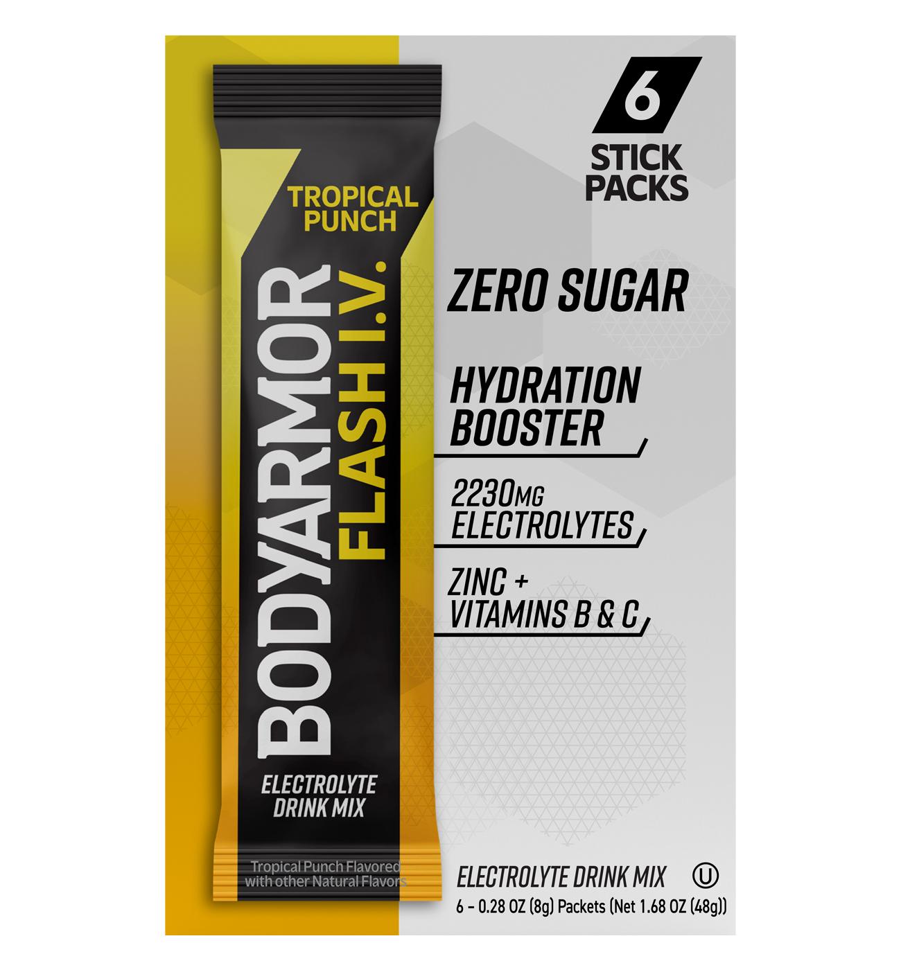 BODYARMOR Flash I.V. Zero Sugar Hydration Booster Electrolyte Powder Stick Packs - Tropical Punch; image 1 of 6