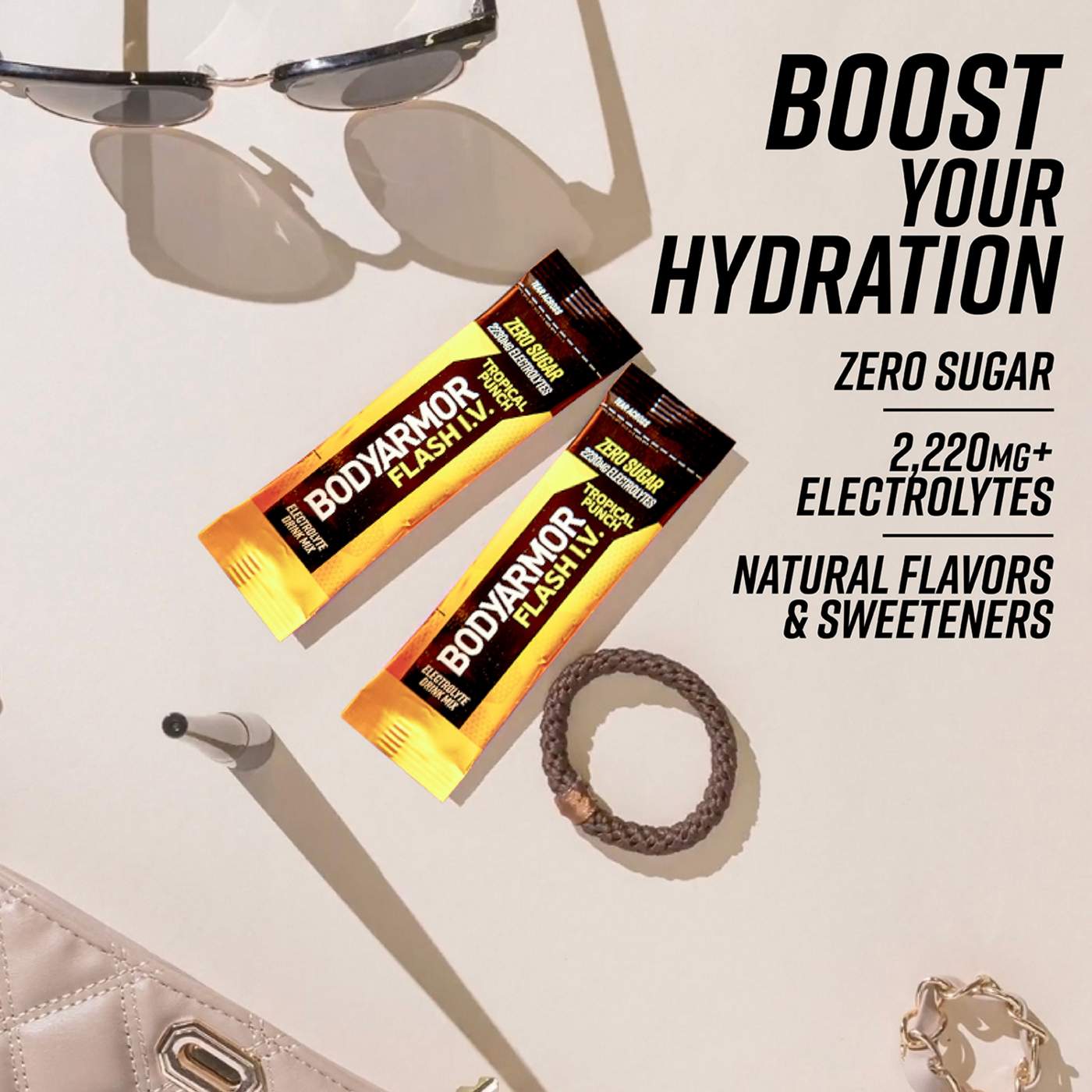BODYARMOR Flash I.V. Zero Sugar Hydration Booster Electrolyte Powder Stick Packs - Tropical Punch; image 6 of 6