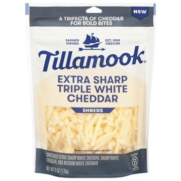 Tillamook Extra Sharp Triple White Cheddar Shreds - Shop Cheese at
