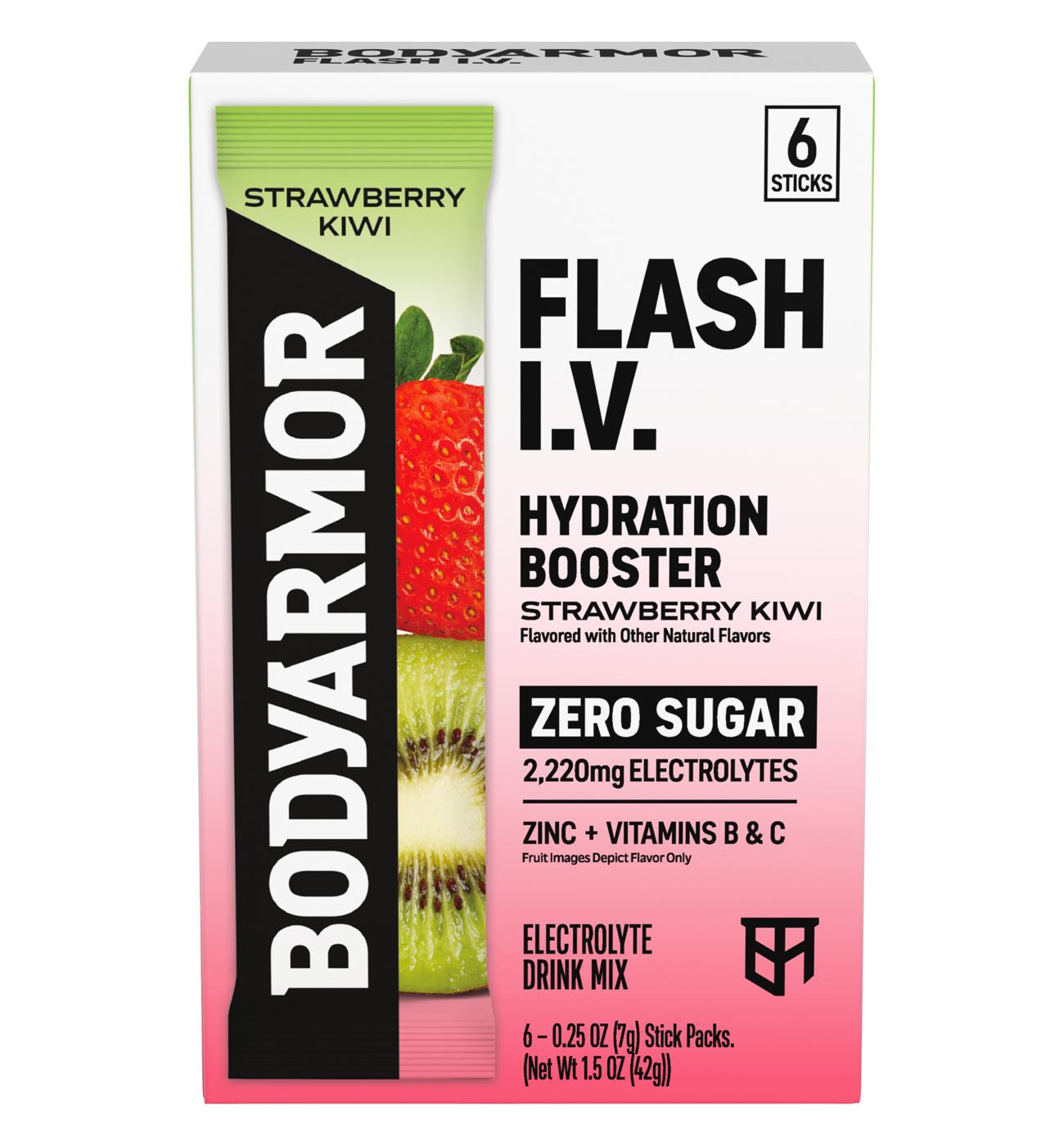 BODYARMOR Flash I.V. Zero Sugar Hydration Booster Electrolyte Powder Stick Packs - Strawberry Kiwi; image 1 of 7
