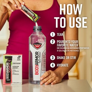 BODYARMOR Flash I.V. Zero Sugar Hydration Booster Electrolyte Powder Stick Packs - Strawberry Kiwi, 6 ct