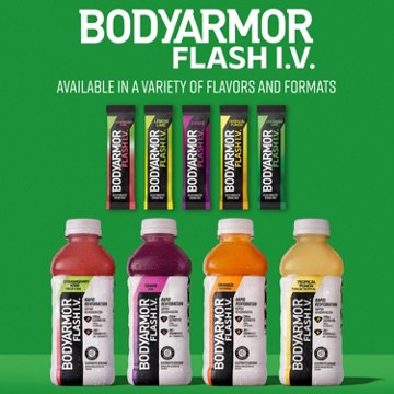 BODYARMOR Flash I.V. Zero Sugar Hydration Booster Electrolyte Powder Stick Packs - Strawberry Kiwi, 6 ct