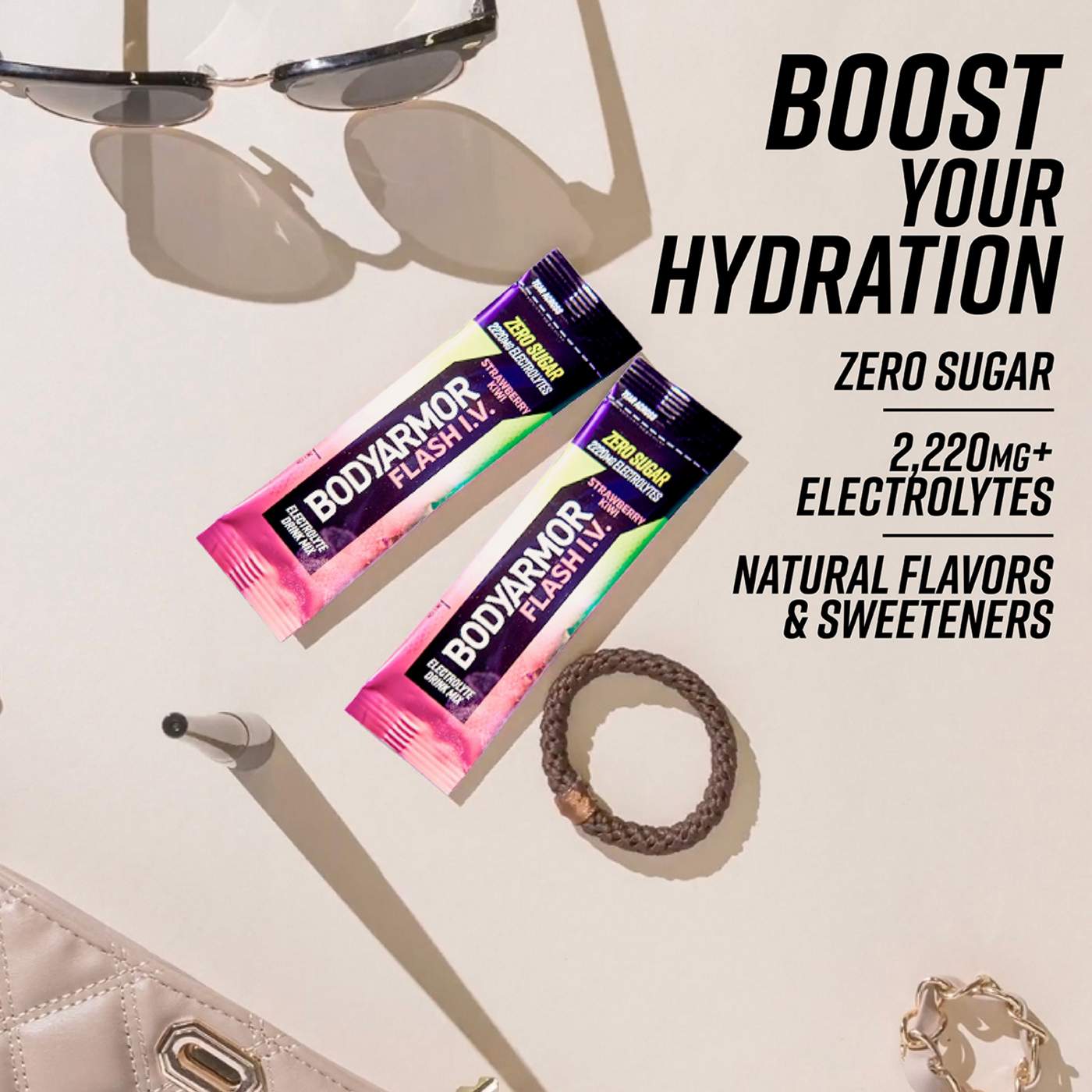 BODYARMOR Flash I.V. Zero Sugar Hydration Booster Electrolyte Powder Stick Packs - Strawberry Kiwi; image 6 of 7