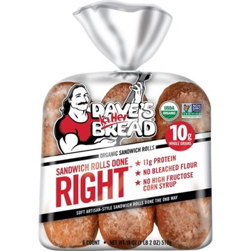 Dave's Killer Bread 10g Protein Organic White Bread Sandwich Rolls Done Right
