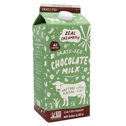 Zeal Creamery Grass-Fed Chocolate Milk, 1/2 gal | Central