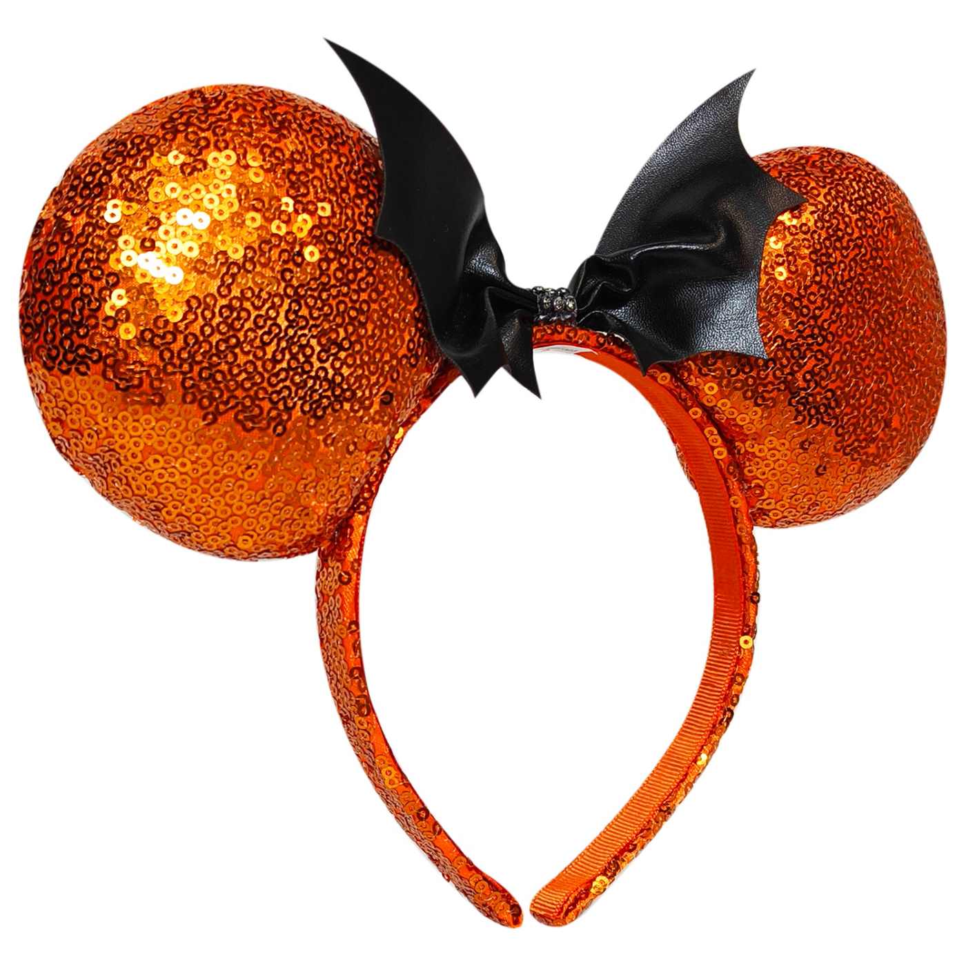 Disney Minnie Mouse Halloween Headband - Orange Sequin & Bat 