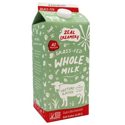 Zeal Creamery Grass-Fed Whole Milk, 1/2 gal | Central Market