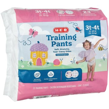 H-E-B Training Pants for Girls, 3T - 4T (32-40 lb), 23 ct