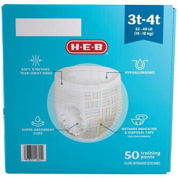 H-E-B Training Pants for Boys, 3T - 4T (32-40 lb), 50 ct