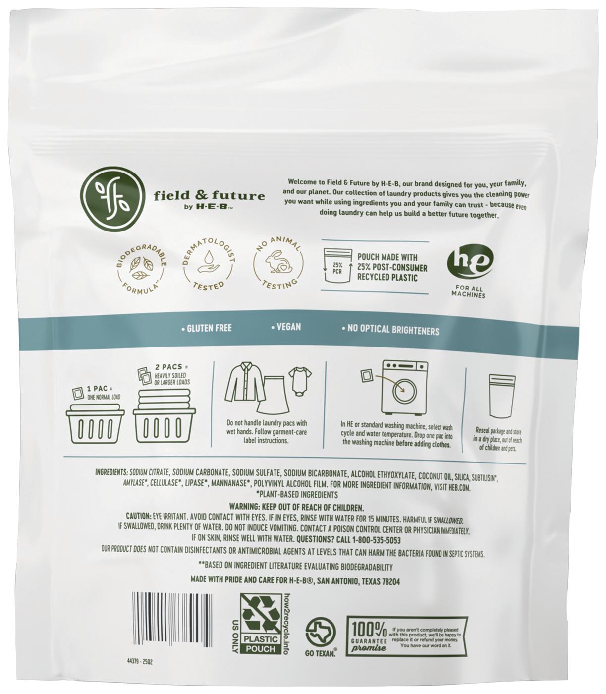 Field & Future by H-E-B Laundry Detergent Pacs - Fragrance Free; image 4 of 7