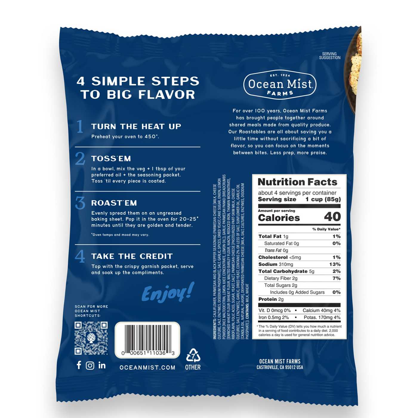 Ocean Mist Farms Roastables - Parmesan & Black Pepper Cauliflower Florets; image 2 of 2