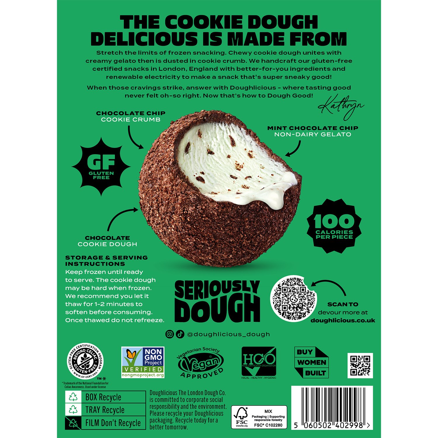 Doughlicious Mint Chocolate Chip Cookie Dough Gelato Bites - Shop