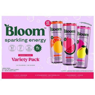 Bloom Zero Sugar Sparkling Energy Drink Variety 12 pk Cans