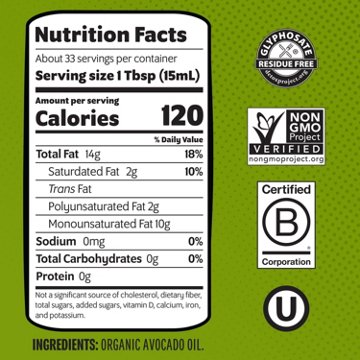 Chosen Foods 100% Pure Organic Avocado Oil, 16.9 oz
