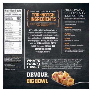 DEVOUR Big Bowl Spicy Gochujang Pork Mac & Cheese