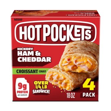Hot Pockets Hickory Ham & Cheddar Frozen Sandwiches - Croissant Crust, 4 ct