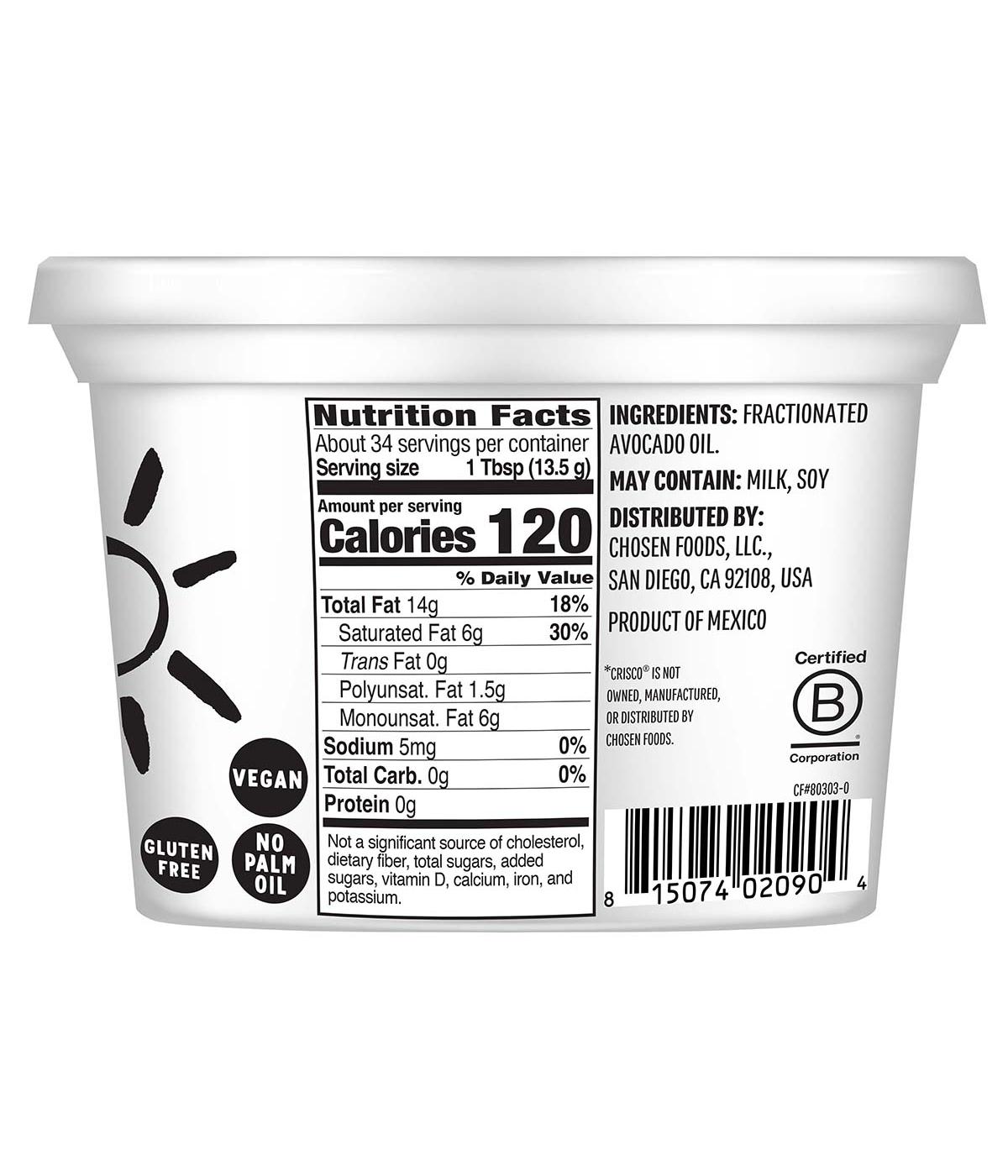 Chosen Foods Avocado Oil Shortening; image 3 of 3