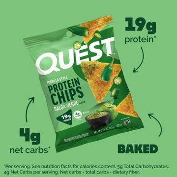 Quest 19g Protein Baked Tortilla Style Chips - Salsa Verde