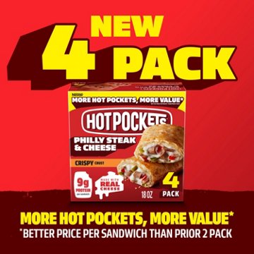 Hot Pockets Philly Steak & Cheese Frozen Sandwiches - Crispy Crust, 4 ct