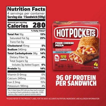 Hot Pockets Four Cheese Pizza Frozen Sandwiches