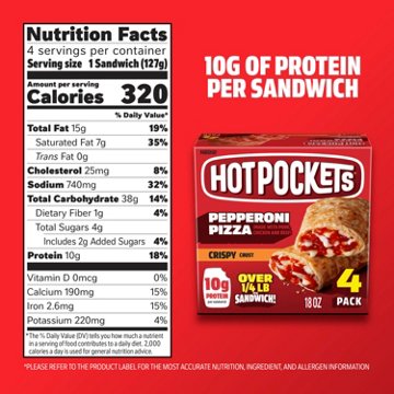 Hot Pockets Pepperoni Pizza Frozen Sandwiches - Crispy Crust, 4 ct