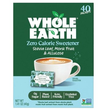 Whole Earth Sweetener Company Zero Calorie Sweetener Packets, 40 ct