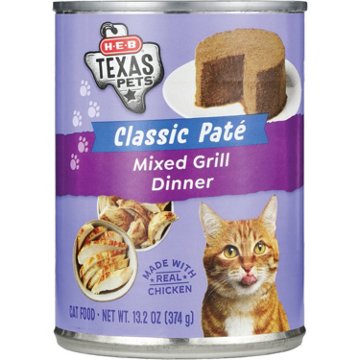 H-E-B Texas Pets Classic Pate Wet Cat Food - Mixed Grill Dinner