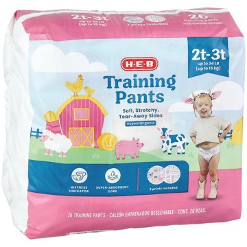 H-E-B Training Pants for Girls, 2T - 3T (up to 34 lb), 26 ct