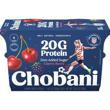Chobani 20G Protein Low-Fat Cherry Berry Greek Yogurt