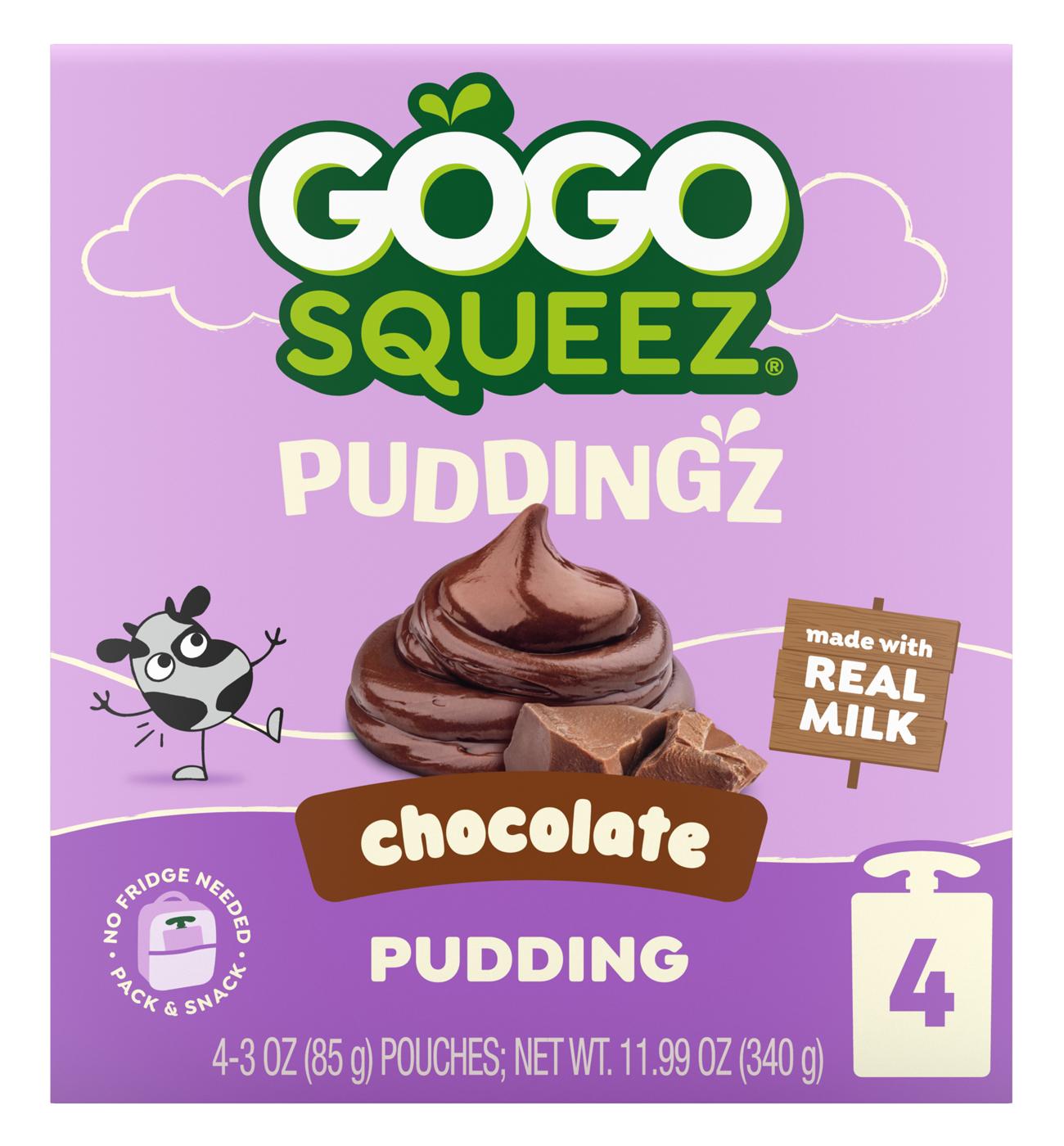 GoGo squeeZ Puddingz On-the-Go Chocolate Pudding Snack Pouches; image 1 of 10