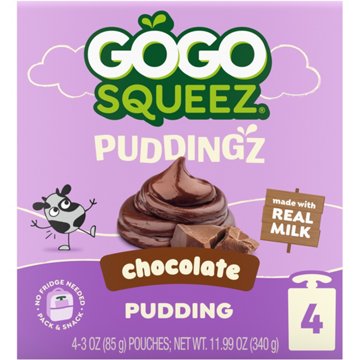 GoGo squeeZ Puddingz On-the-Go Chocolate Pudding Snack Pouches, 4 ct