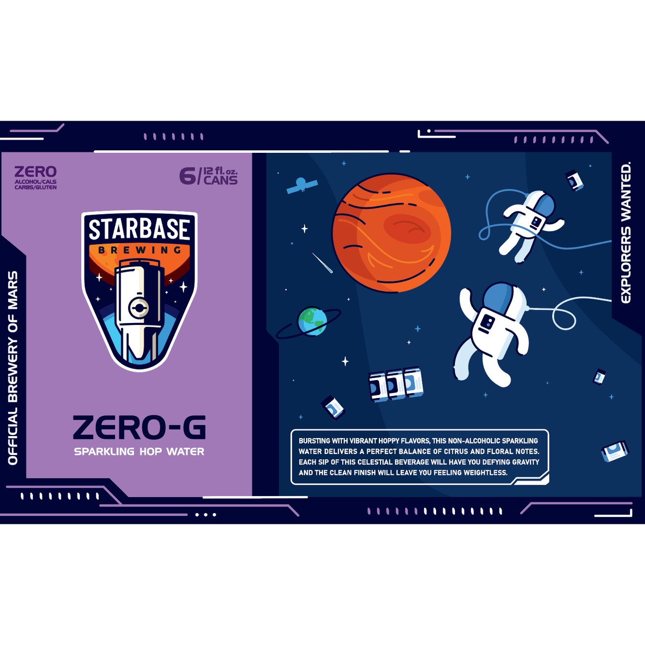 Starbase Brewing Non Alcoholic Zero G Sparkling Hop Water Craft Beer 6 ...