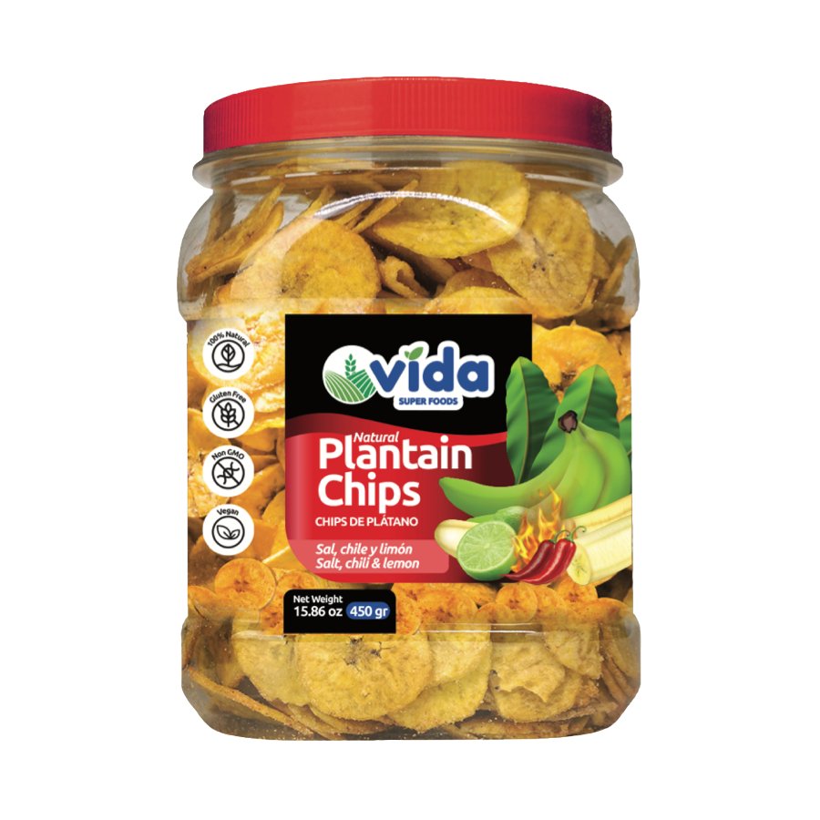 Vida Super Foods Natural Chile & Lemon Plantain Chips, 15.86 oz