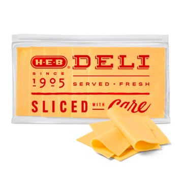 H-E-B Deli Yellow American Cheese, Sandwich Sliced