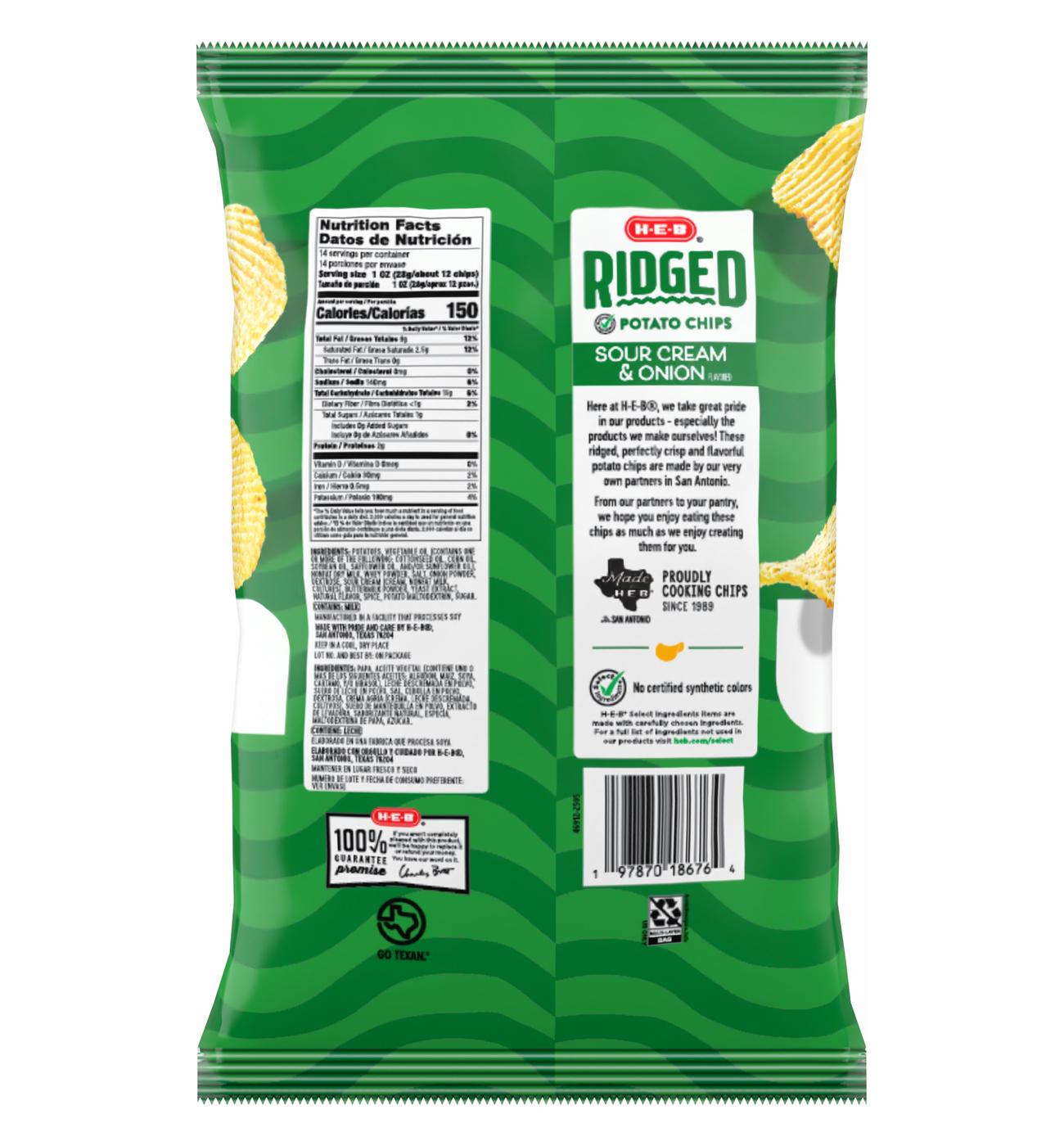 H-E-B Ridged Potato Chips - Sour Cream & Onion, Party Size; image 2 of 2